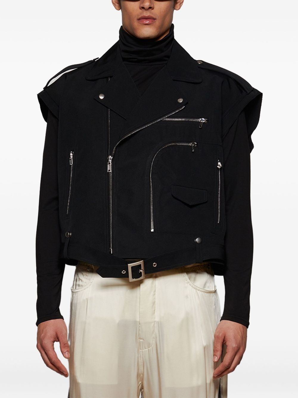 cropped biker vest - 2