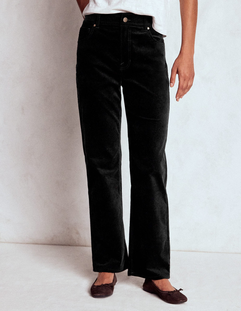 Velveteen Straight Jeans-Black 6