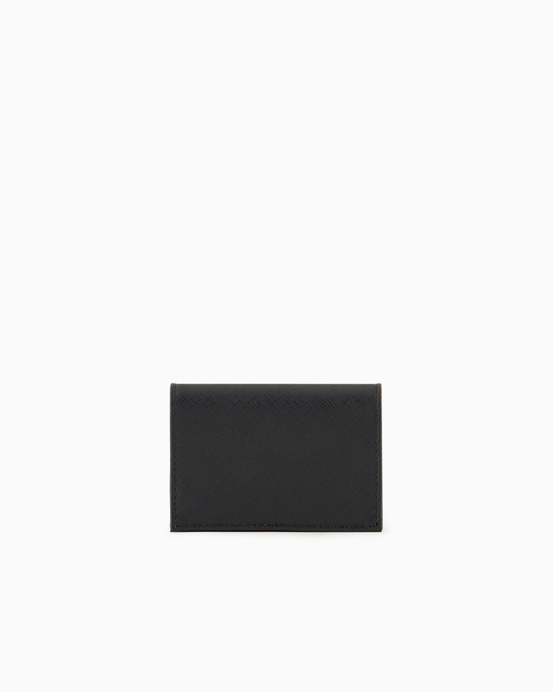 EMPORIO ARMANI ASV REGENERATED SAFFIANO LEATHER CARD HOLDER WITH FLAP AND EAGLE PLATE outlook