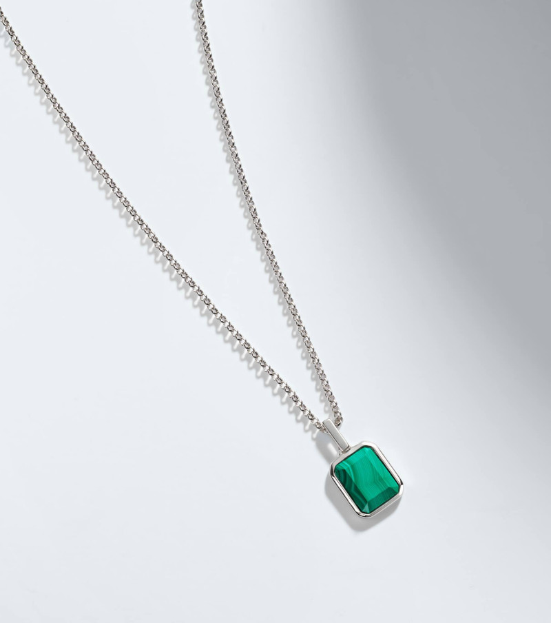 Sterling silver pendant necklace with malachite 4