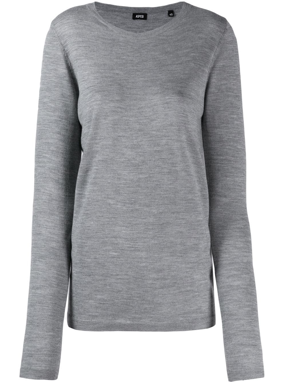 scoop-neck fine knit jumper - 1