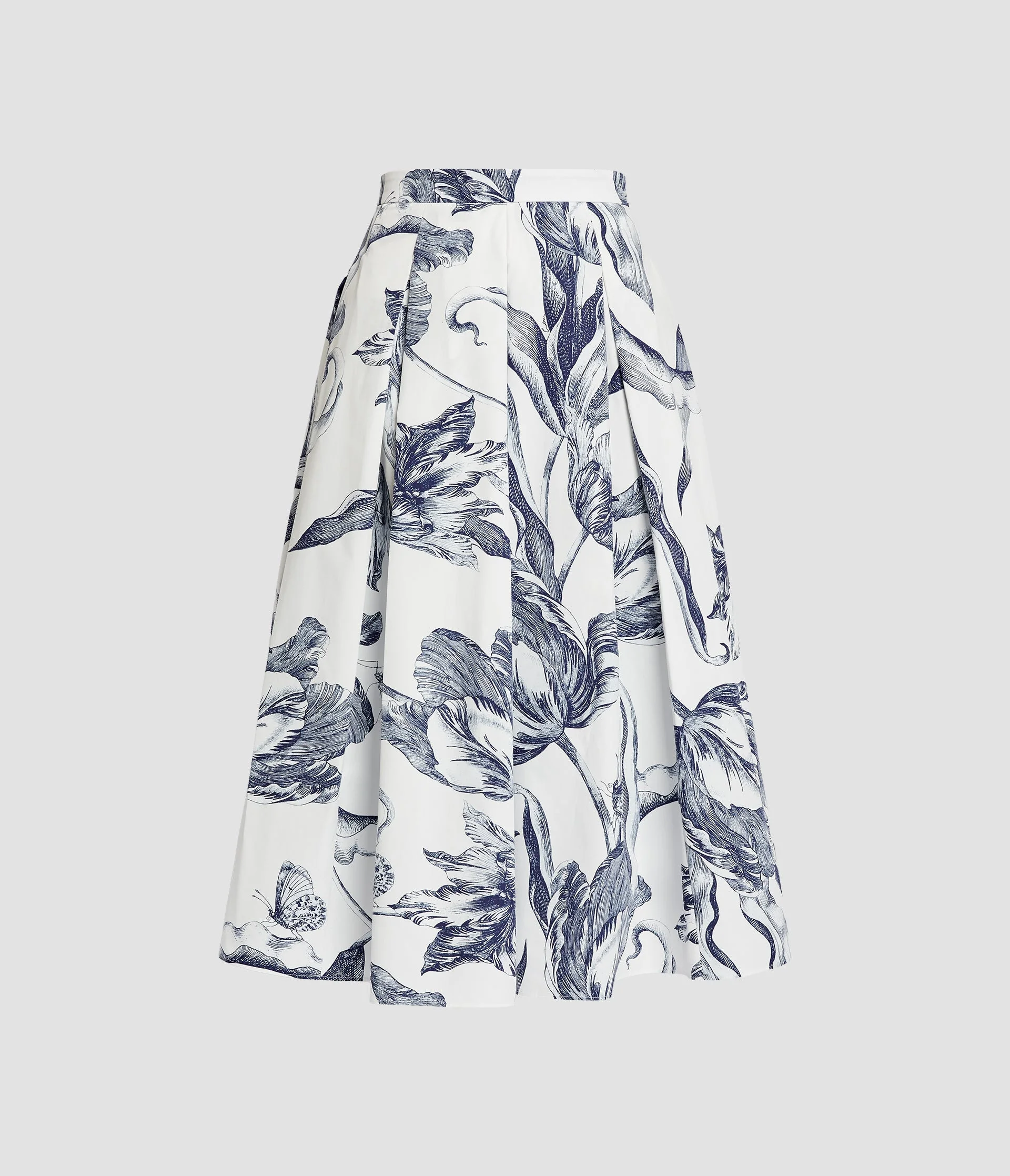 FLORAL PRINT PLEATED MIDI SKIRT - 1