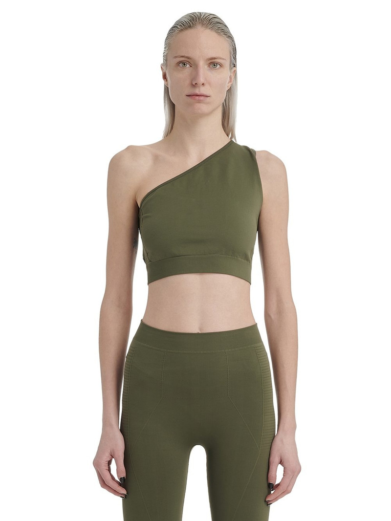 Grey One Shoulder Active Sports Bra 1