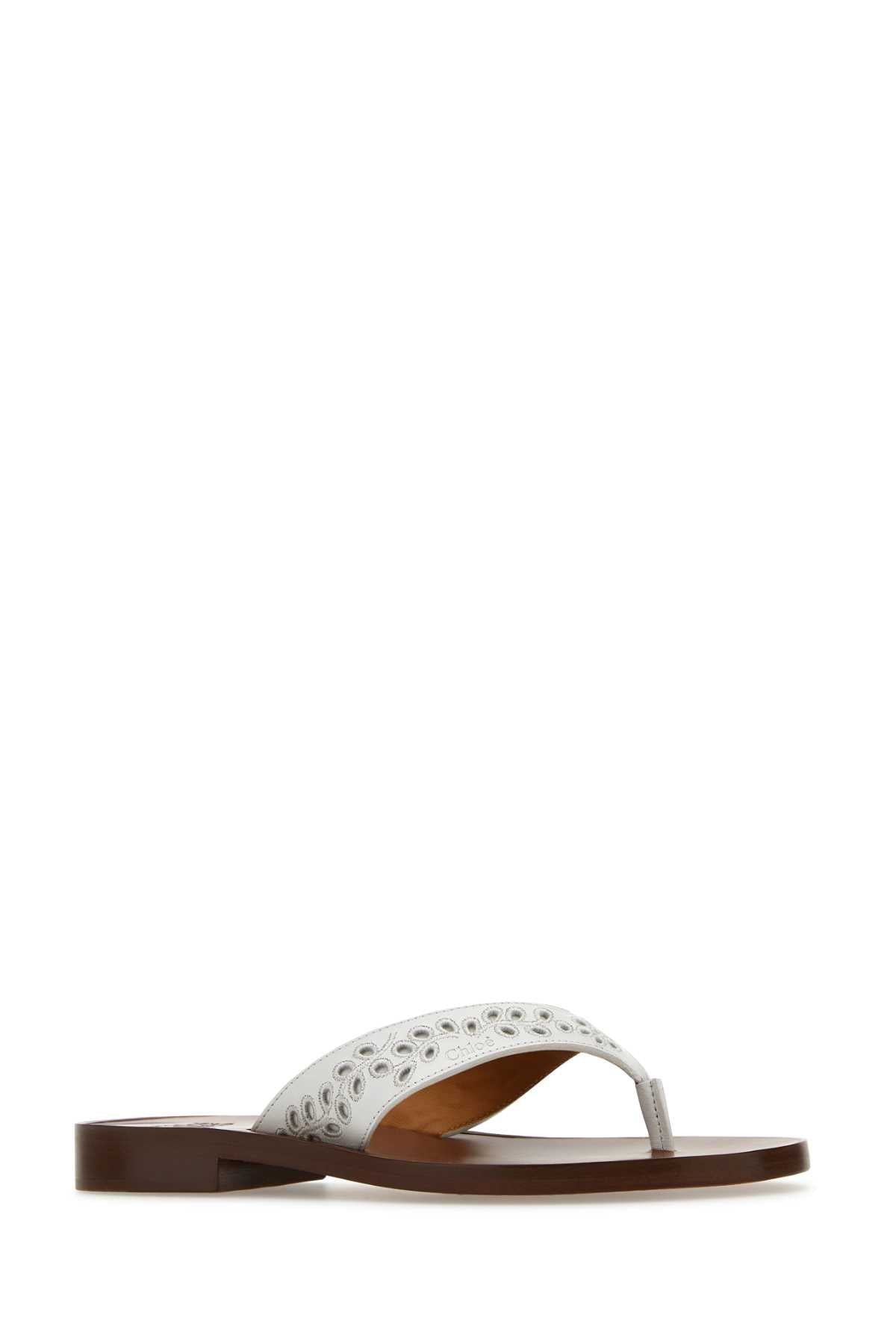 Chloe Women White Leather Paz Chloe X Eres Thong Slippers - 2