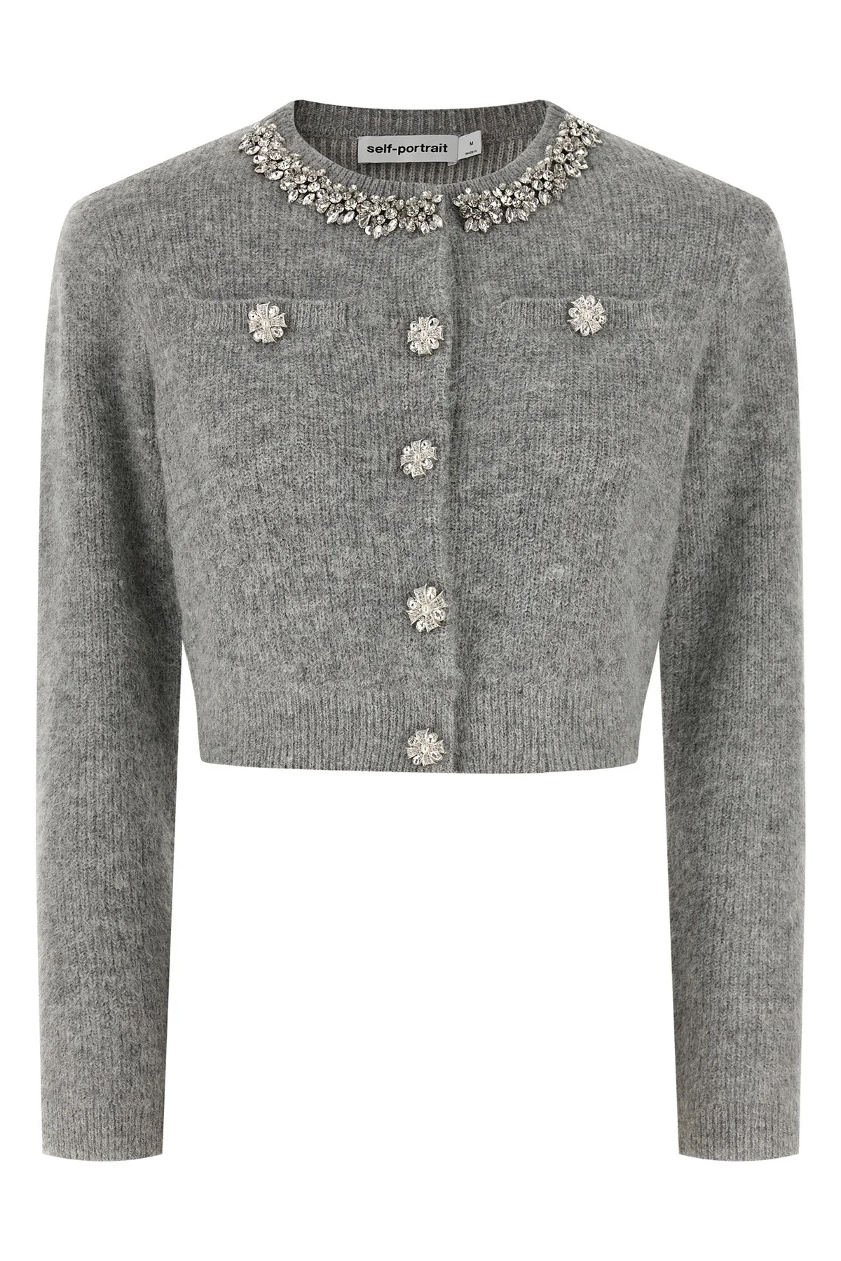 'Grey Fluffy Crystal Trim' cardigan - 1