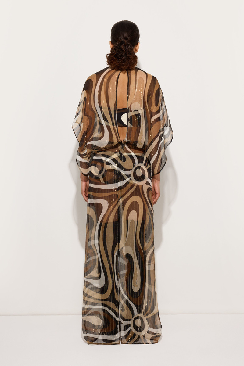 MARMO PRINT LONG CREPONNE DRESS 4