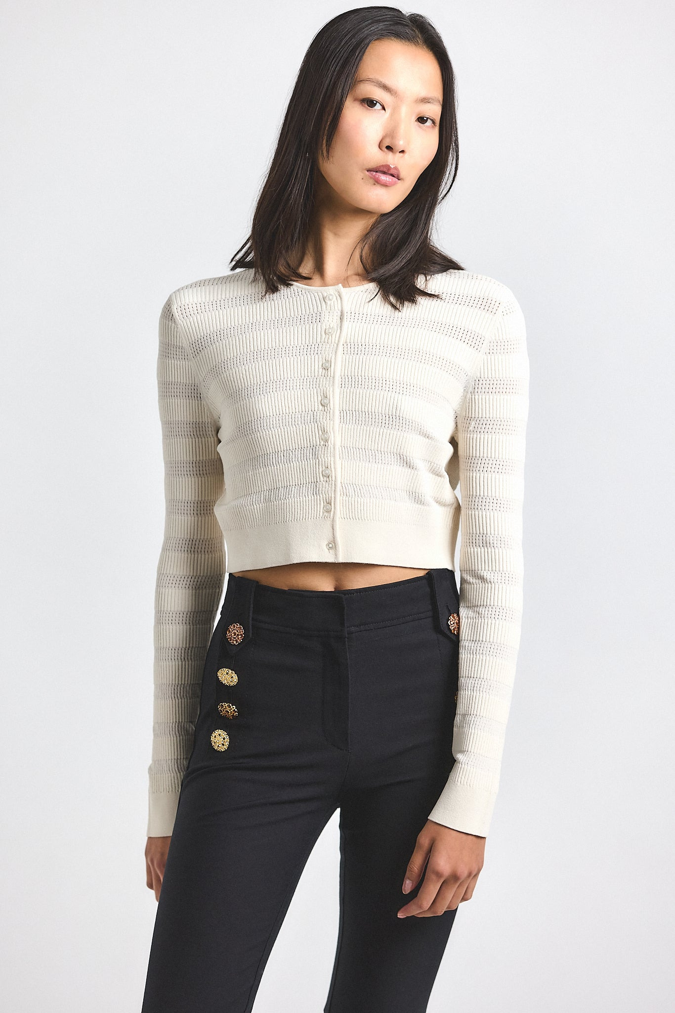 CORA POINTELLE KNIT CARDIGAN - 1