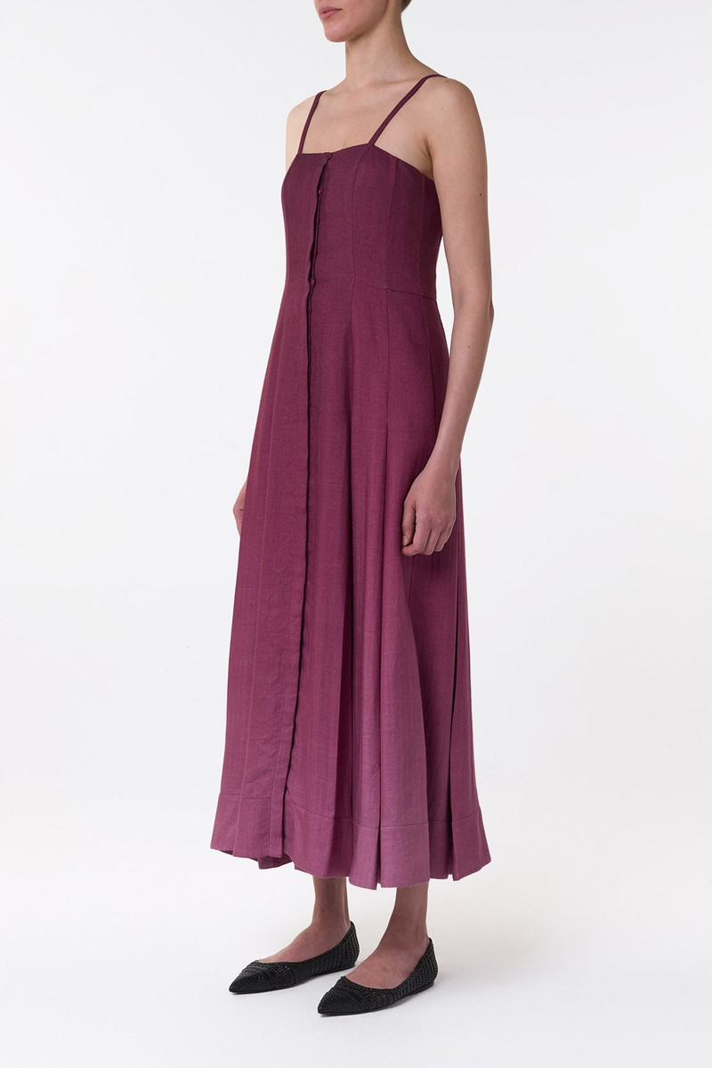 Magritte Maxi Dress in Bordeaux Cashmere Silk Herringbone 3