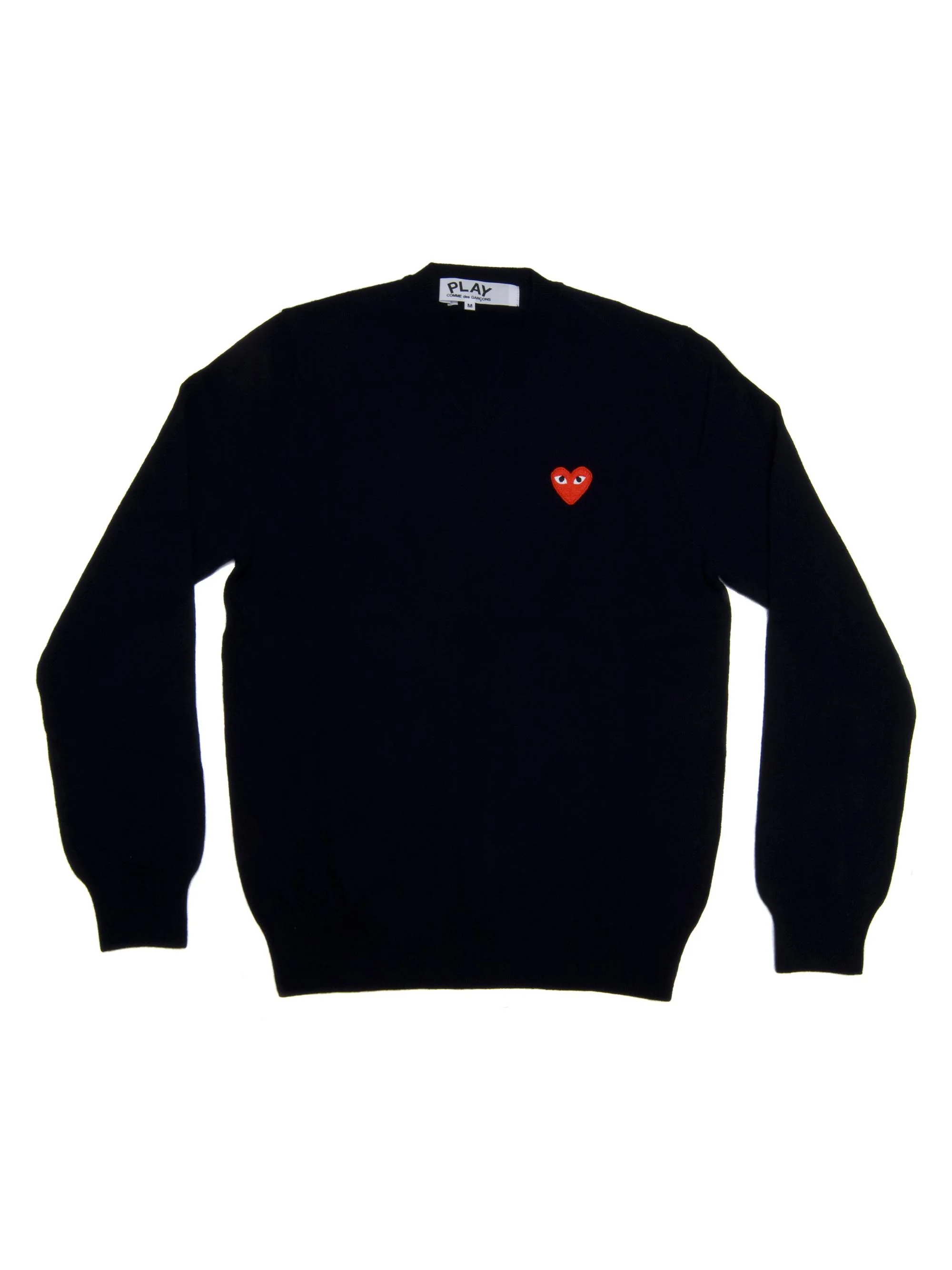 Women's Double Heart Play V-Neck Sweater - Black - 1