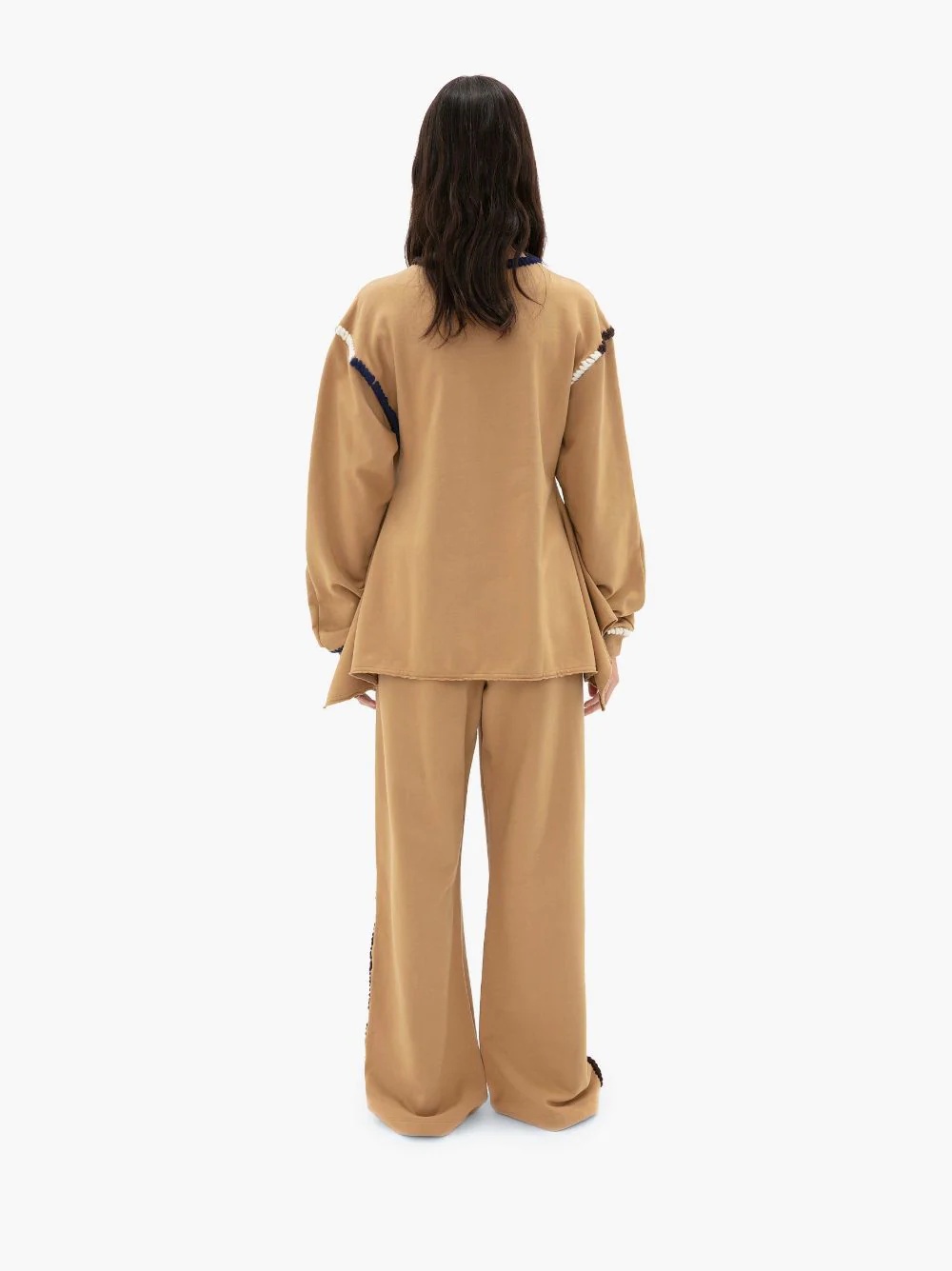 WIDE LEG CONTRAST STITCH TRACK PANT - 4