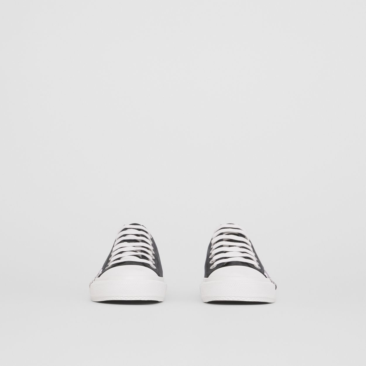 Logo Print Check Cotton Sneakers - 4