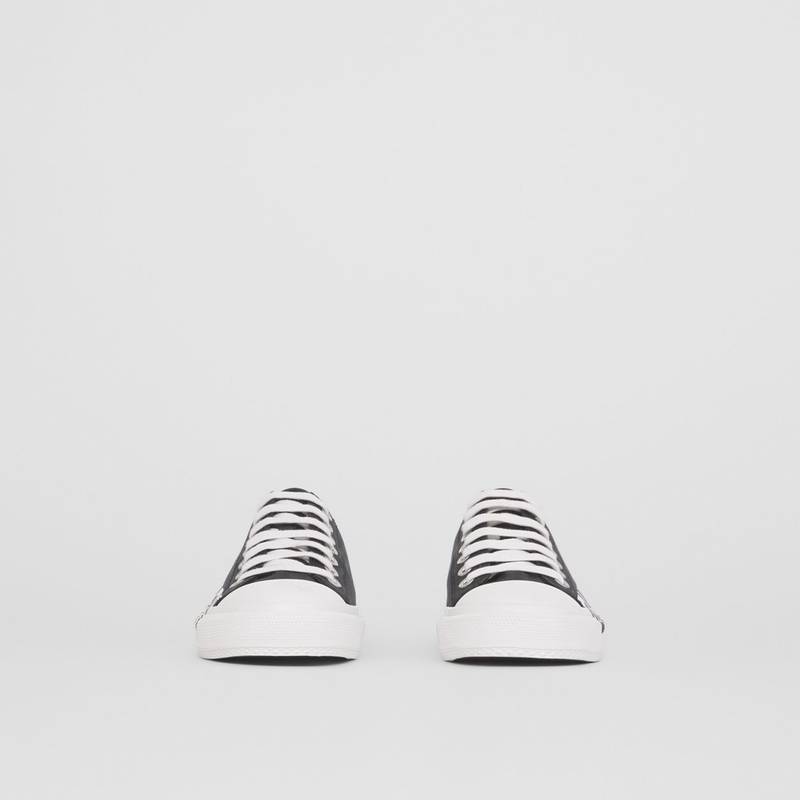 Logo Print Check Cotton Sneakers 4