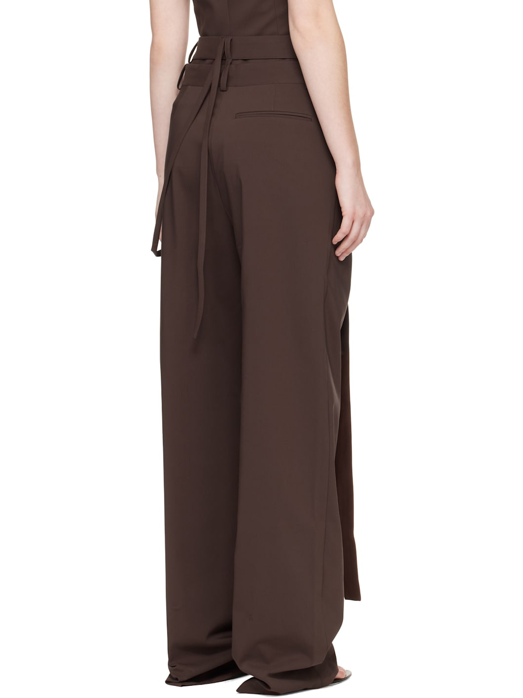 Brown Signature Wrap Suit Pants - 3