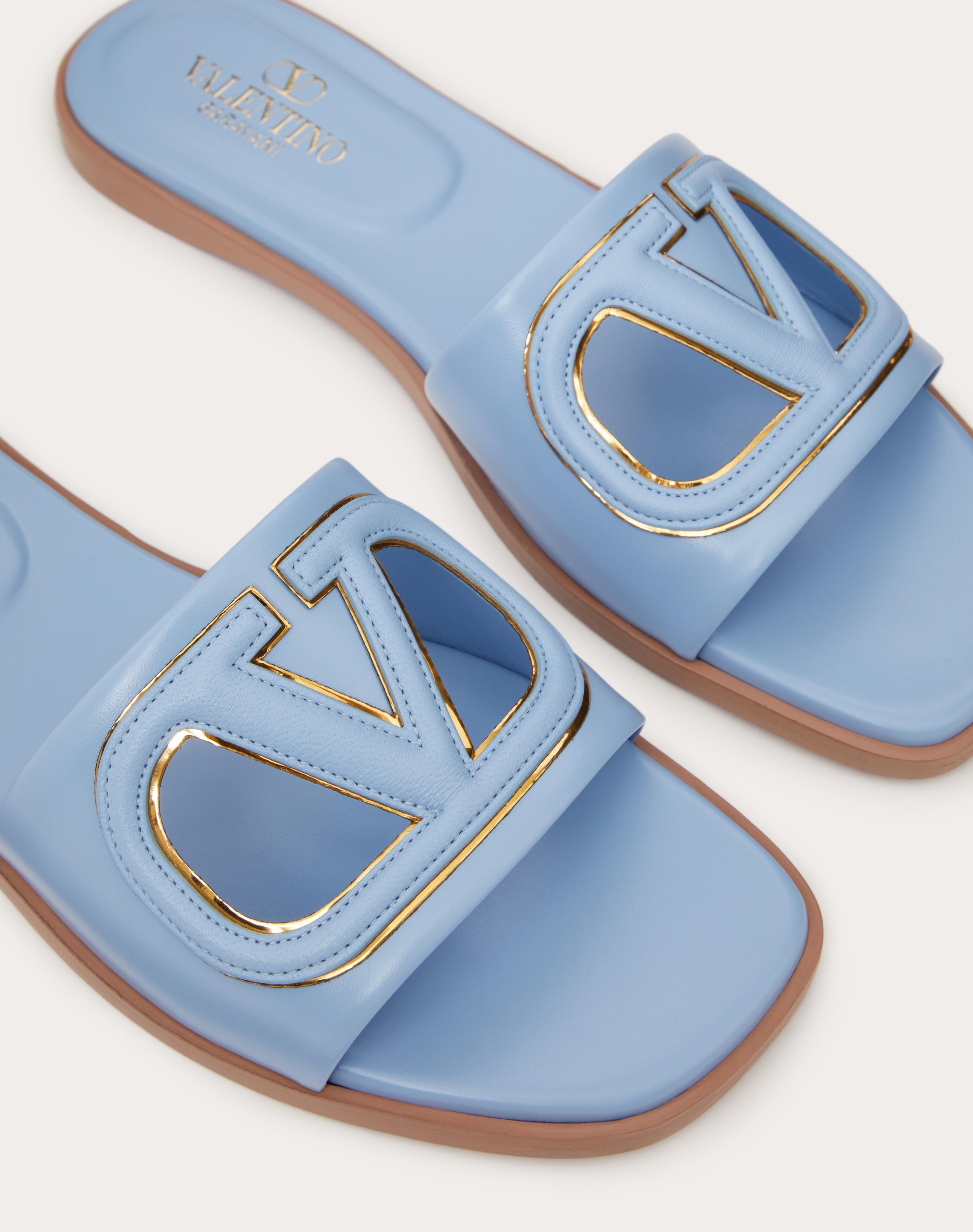 VLOGO CUT-OUT CALFSKIN SLIDE SANDAL - 5