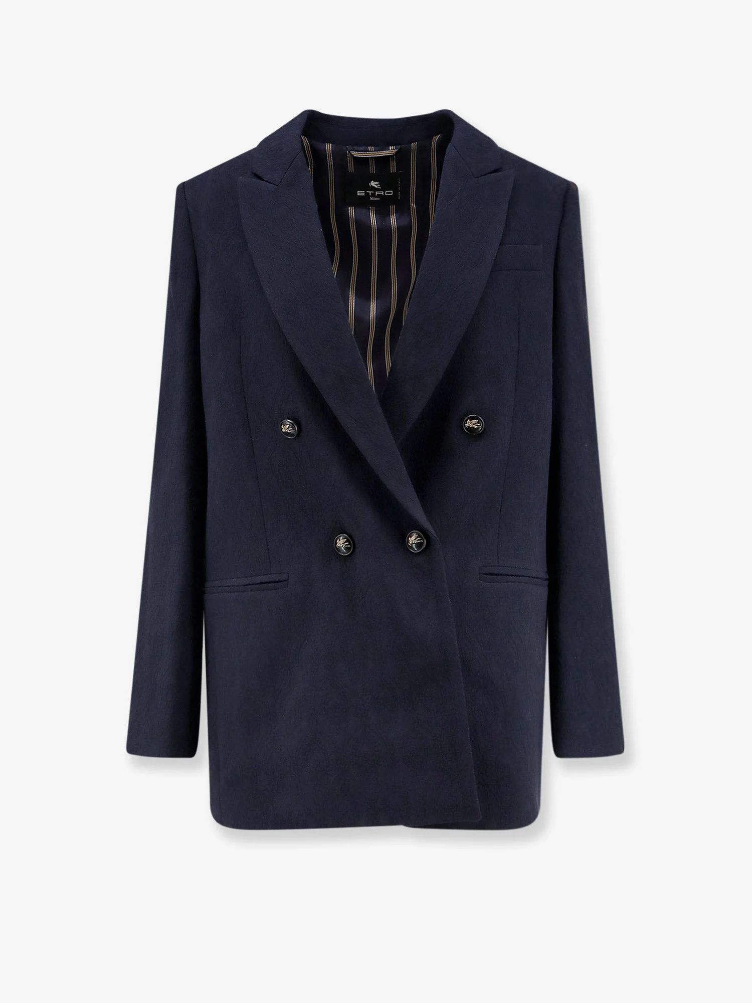 Double-Breasted Stretch Wool Blazer - 1