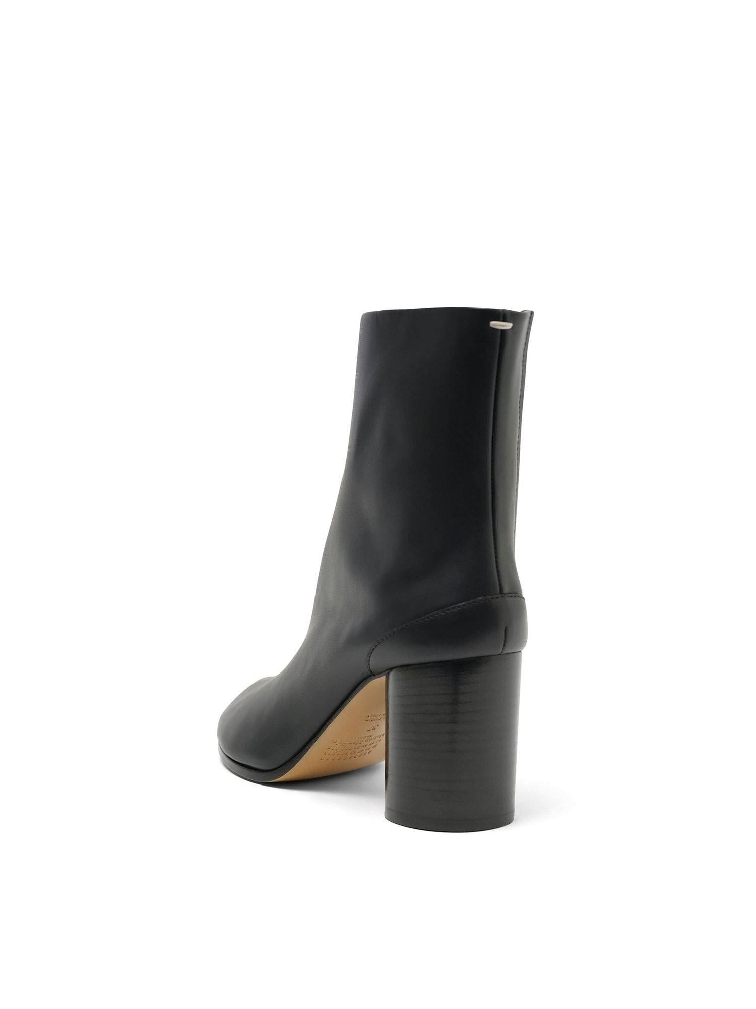 Tabi Leather Boots 8cm Heel in Black - 3