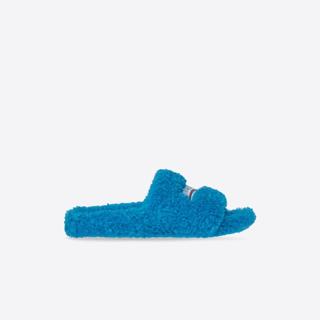 Men's Furry Slide Sandal in Blue - 1