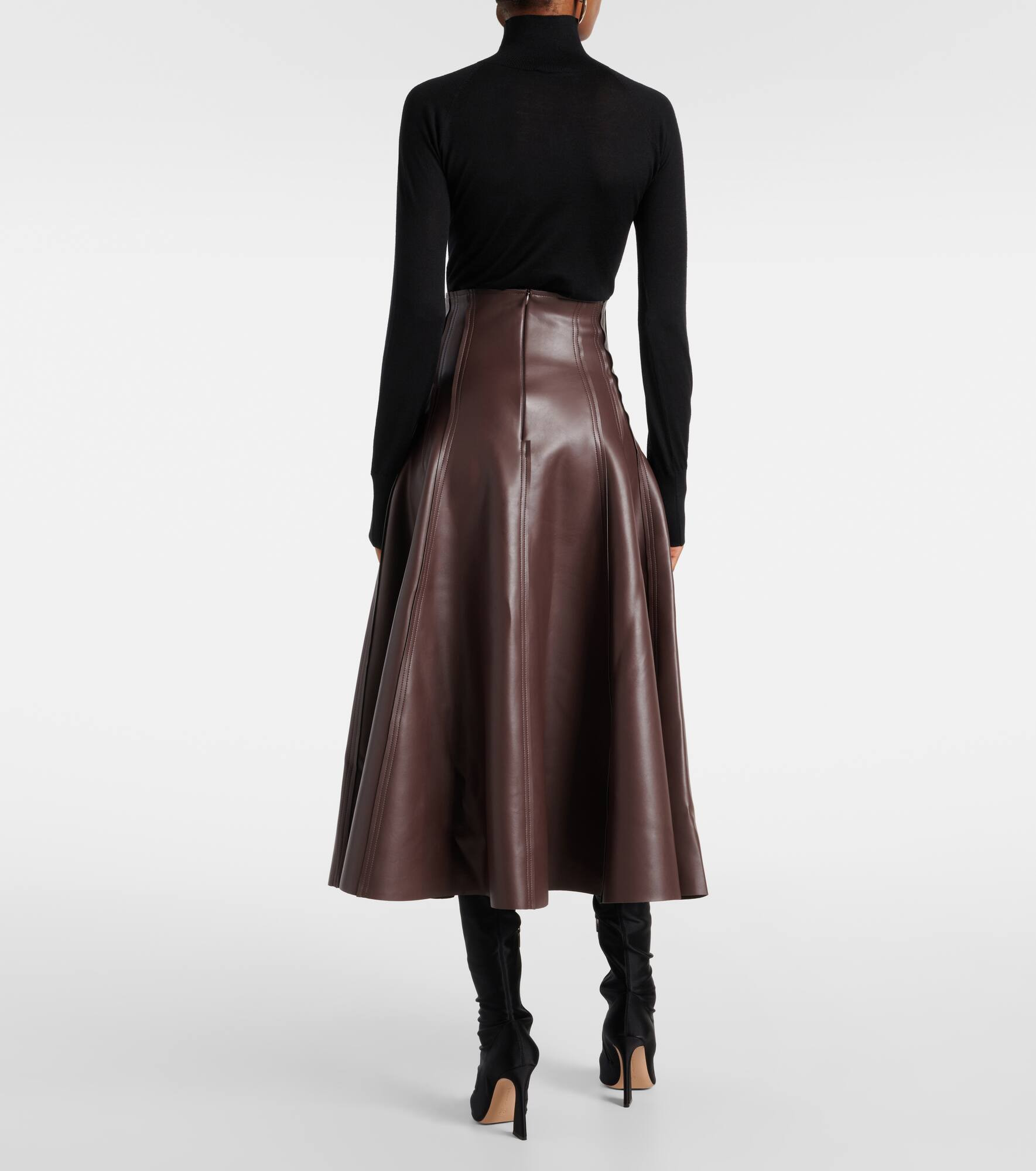 High-rise faux leather midi skirt - 3