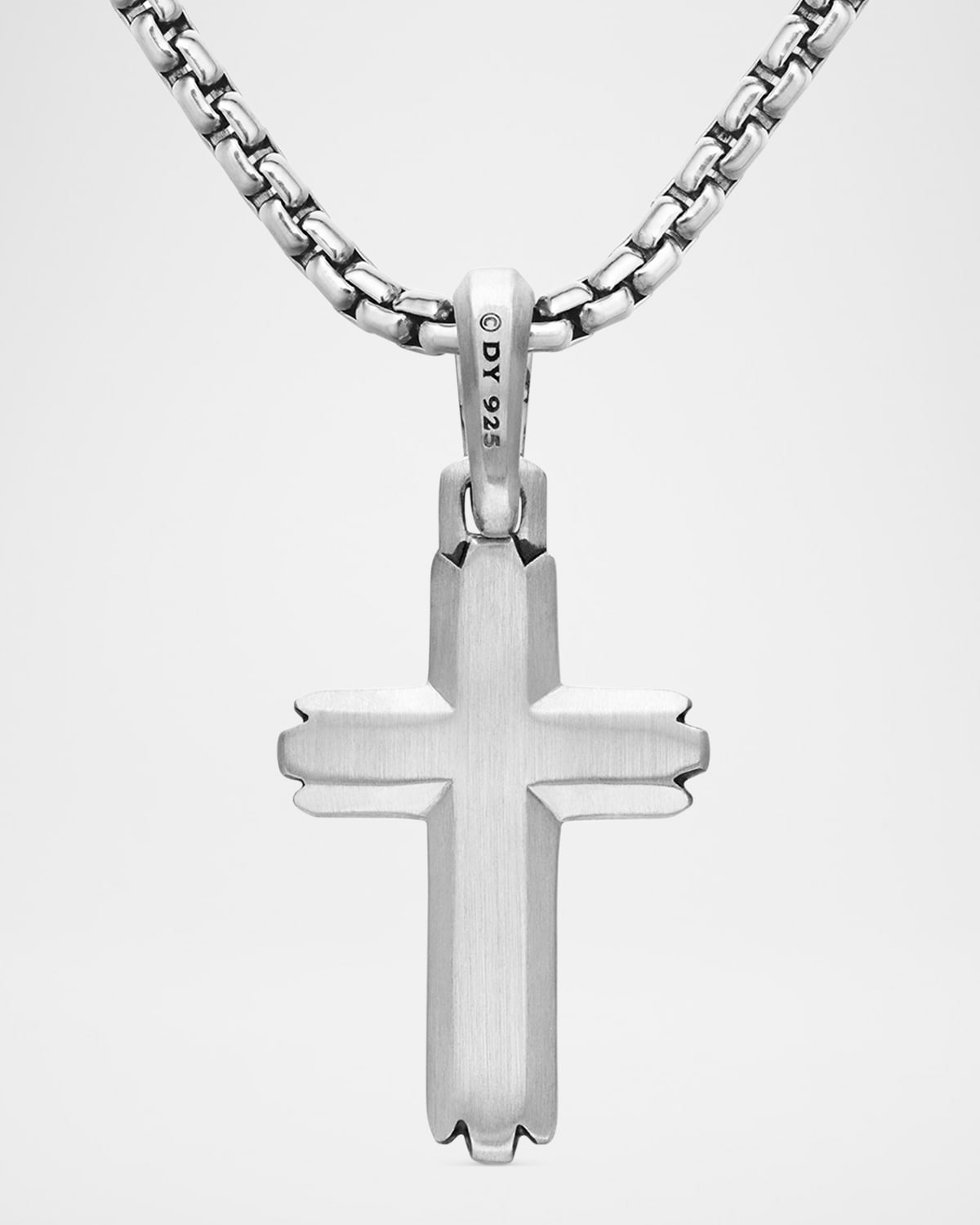 Men's Deco Cross Pendant in Silver, 27mm - 5