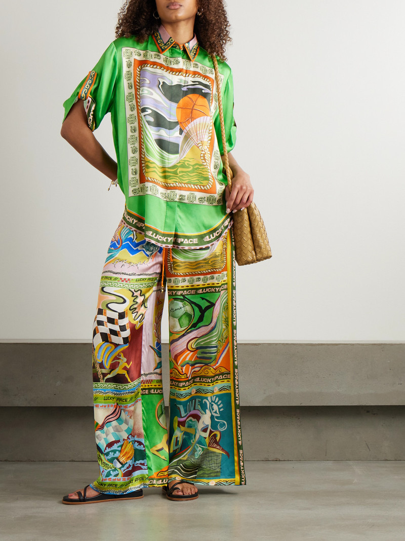 ALÉMAIS Lucky Pace Printed Silk-satin Shirt outlook