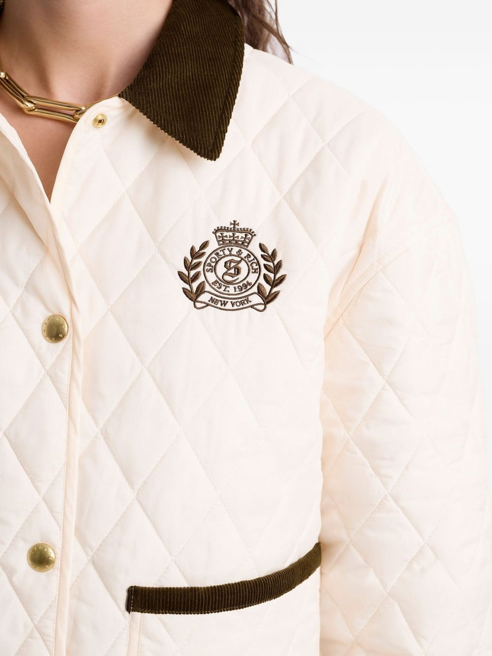 quilted embroidered puffer jacket - 5
