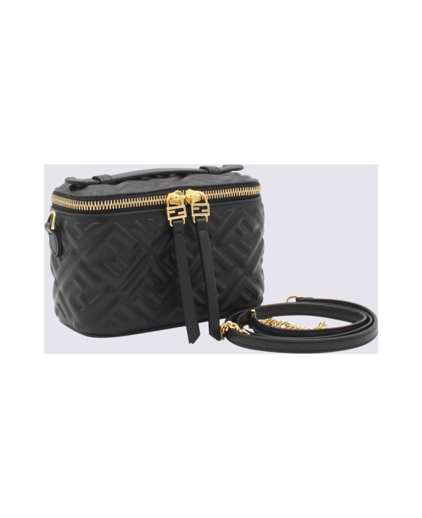 Black Leather Vanity Top Handle Bag - 2