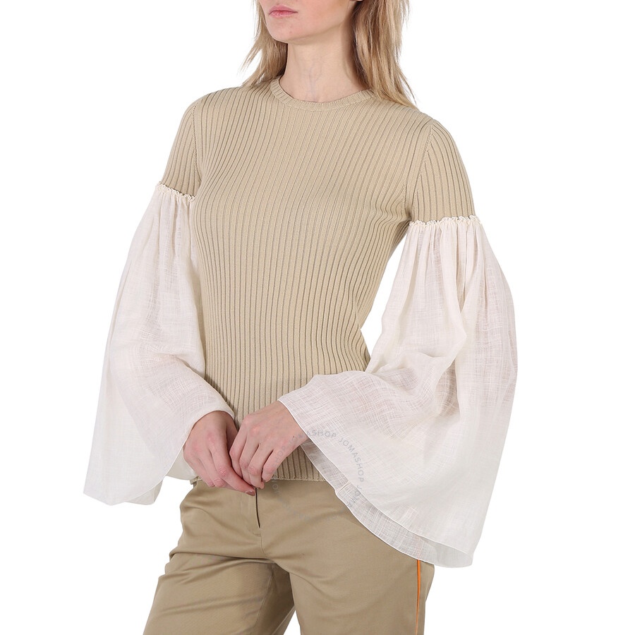 Chloe Ladies Iconic Milk Ribbed Wool Sweater - 4