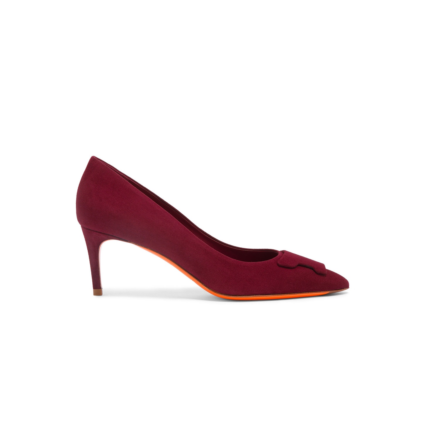 Women's burgundy suede mid-heel Santoni Sibille pump - 1