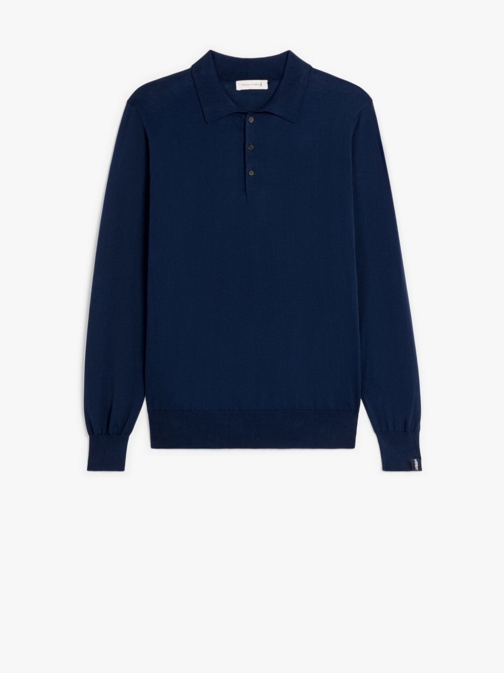 NAVY COTTON LONG SLEEVE POLO SHIRT - 1