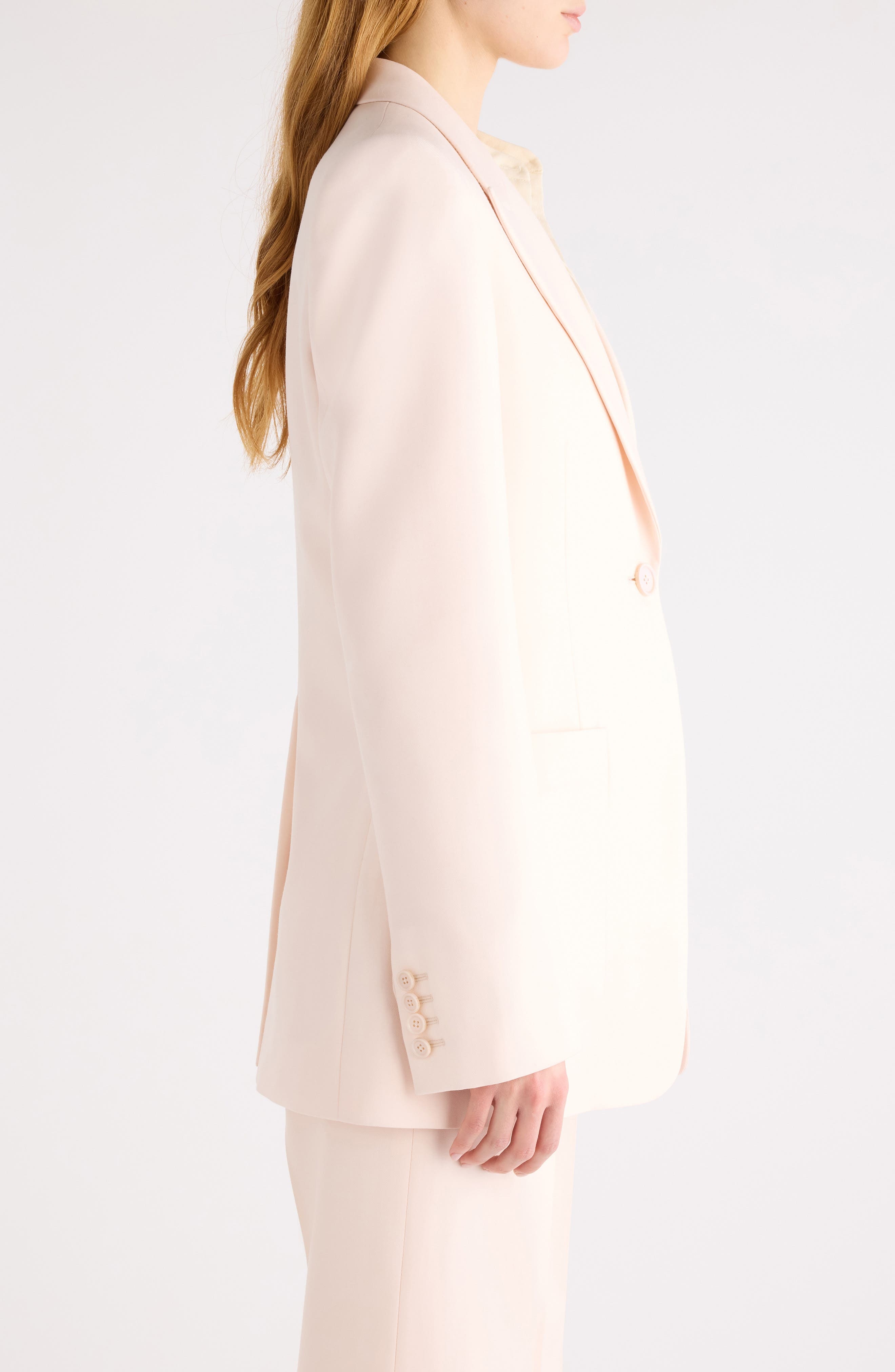 Chloé One-Button Virgin Wool Gabardine Blazer in Biscuit Pink at Nordstrom - 4