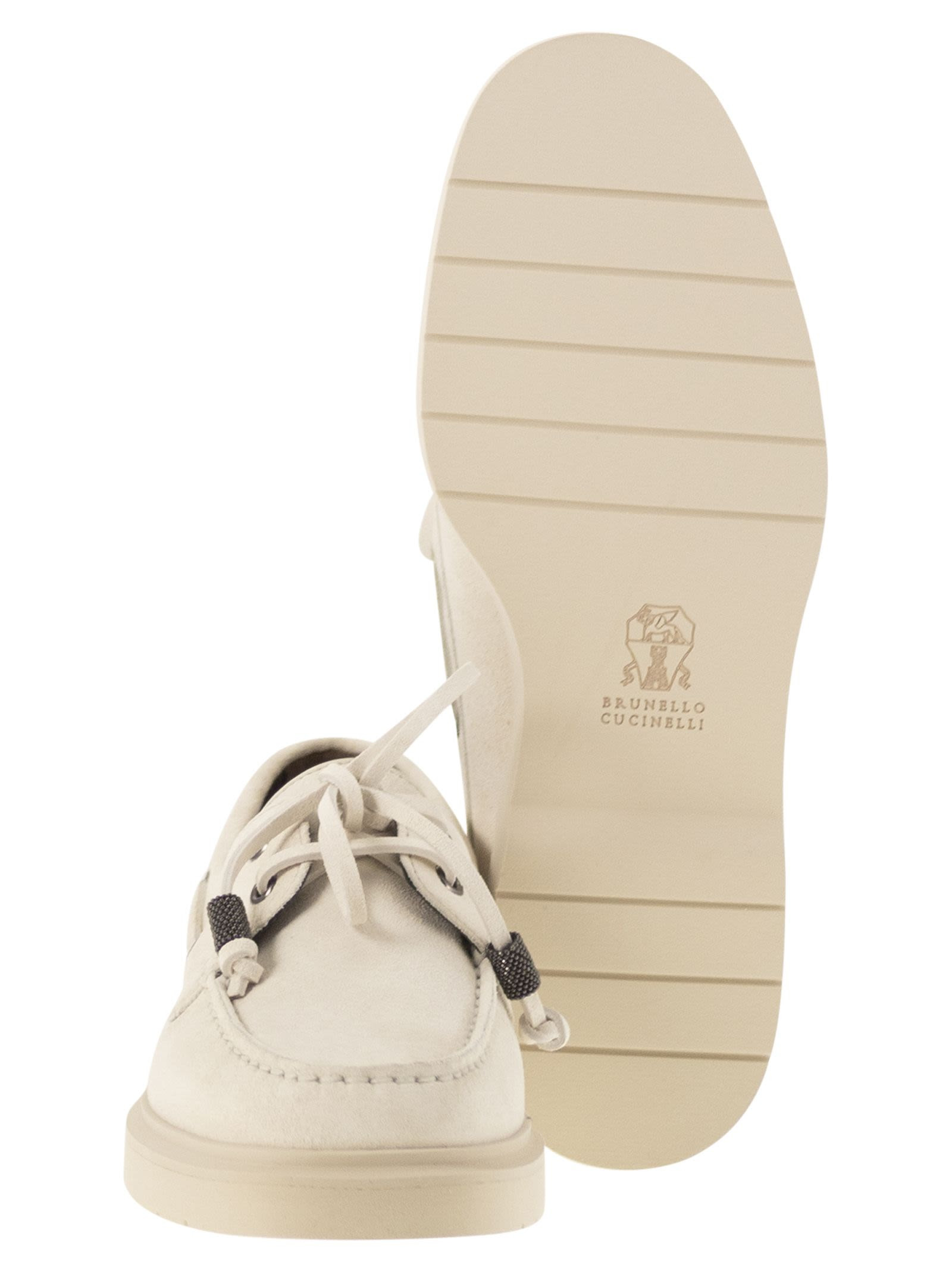 Brunello Cucinelli Women Penny Loafer Sail In Camoscio Con Shiny Aglets - 5