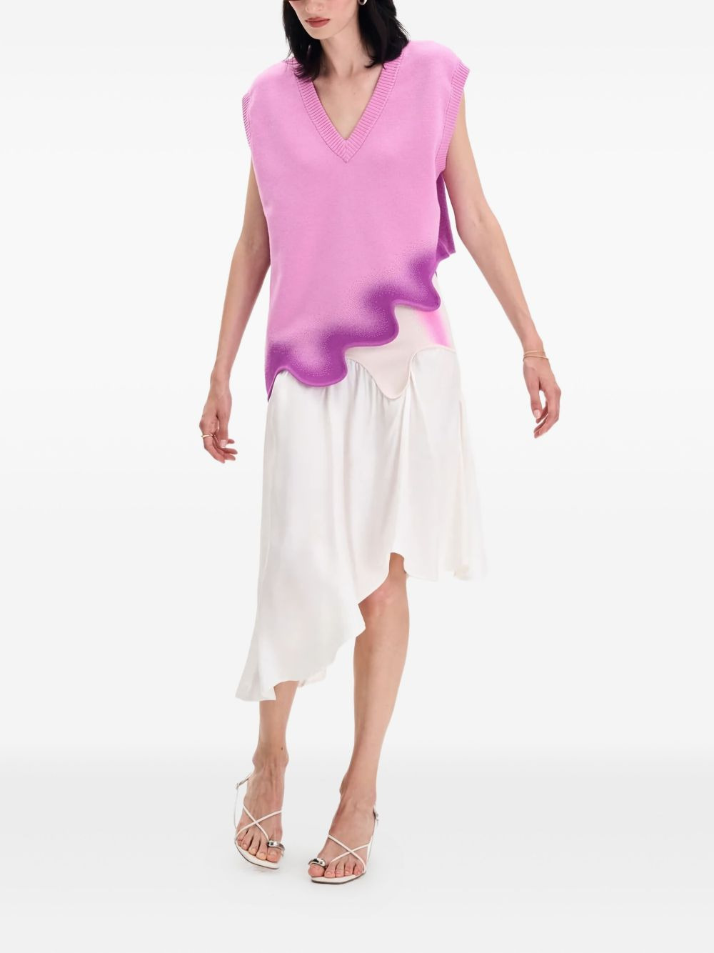 v-neck wavy-hem vest - 2