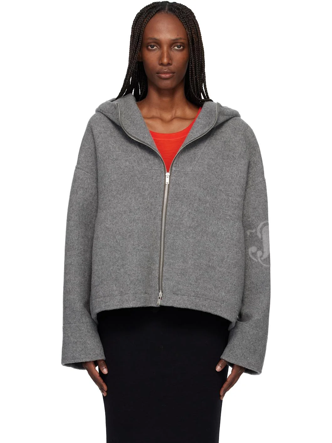 Gray Double Splittable Washed Felted Jacket - 1