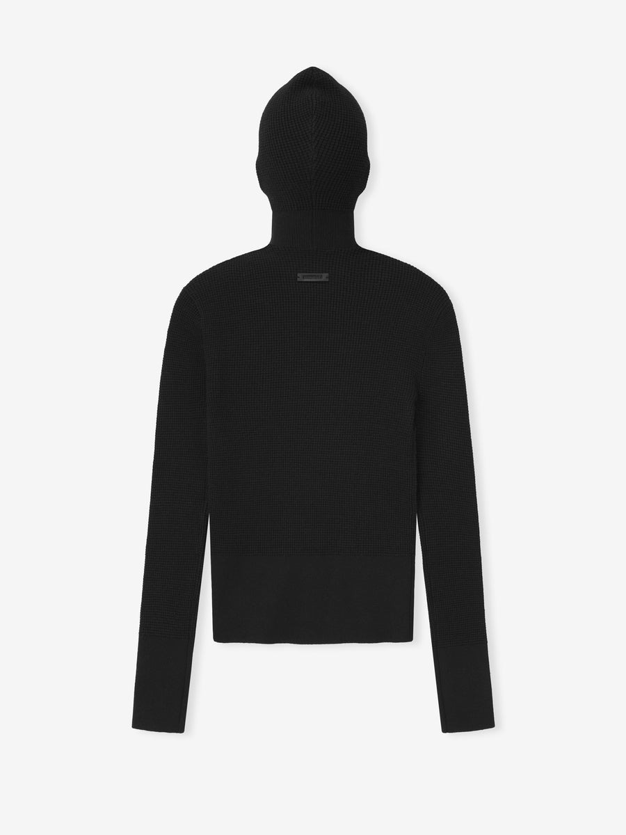 Womens Waffle Long Sleeve Hoodie - 2