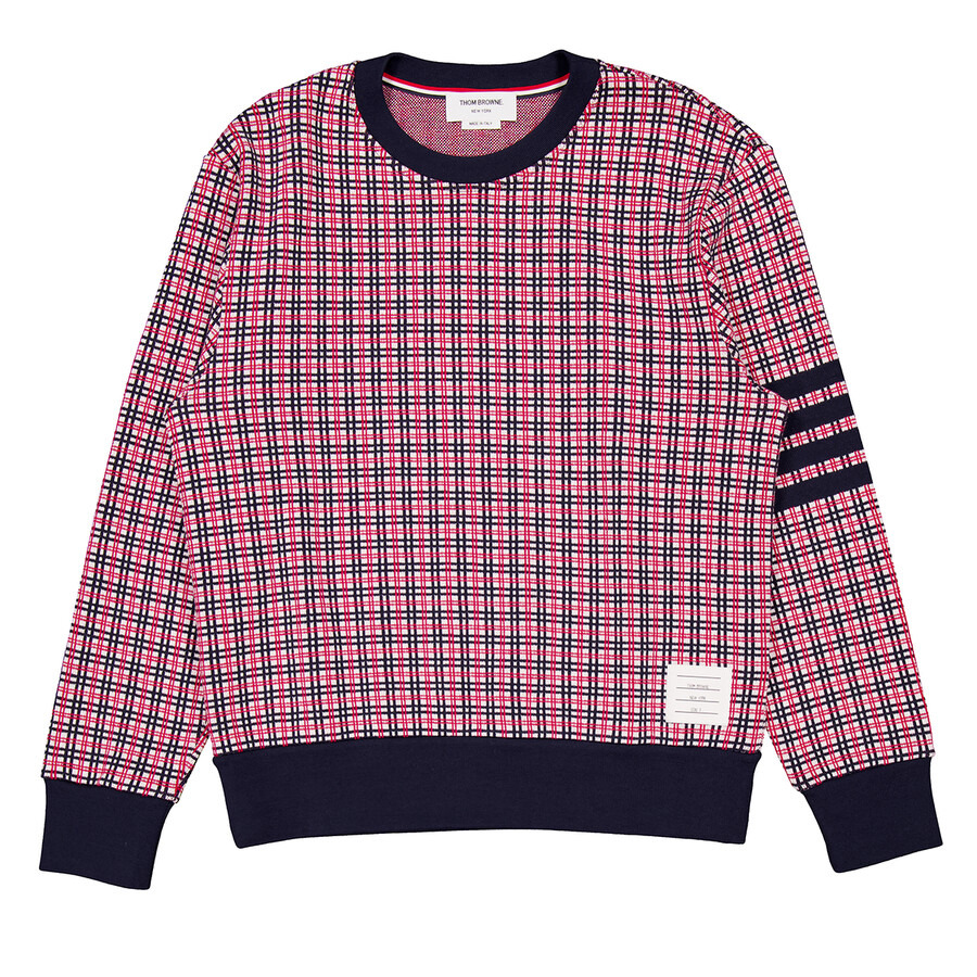 Thom Browne Men's Cotton Check Jacquard 4-Bar Sweatshirt - 2
