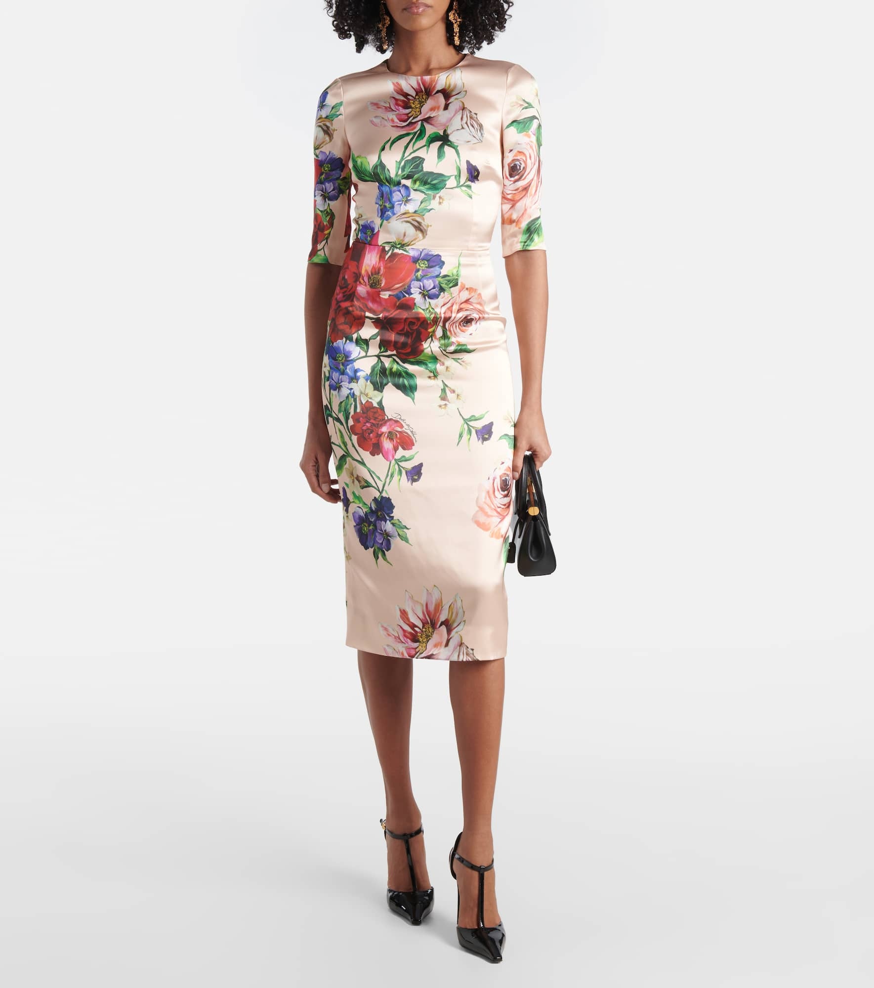 Floral satin midi dress - 2