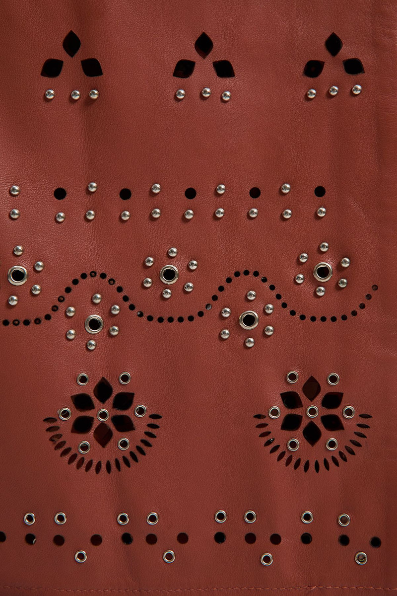 Leather Cut Work & Studded Wrap Pencil Skirt 3