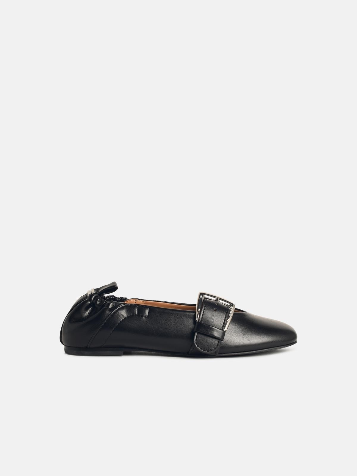 BALLET FLATS WITH STRAP AND BUCKLE IN BLACK 'OLEATEX' - 1