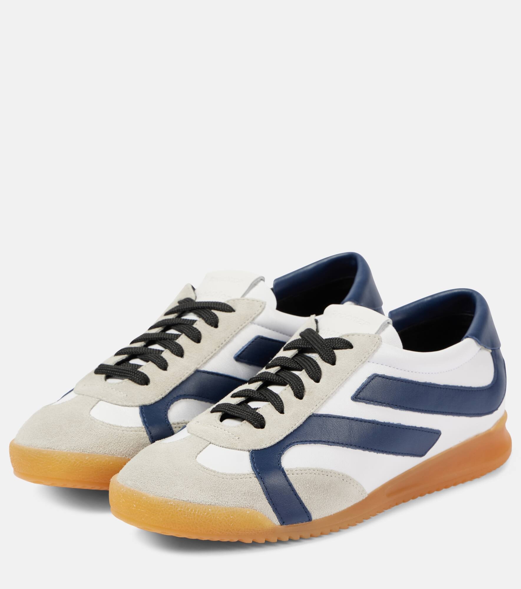 Track suede-trimmed leather sneakers - 4