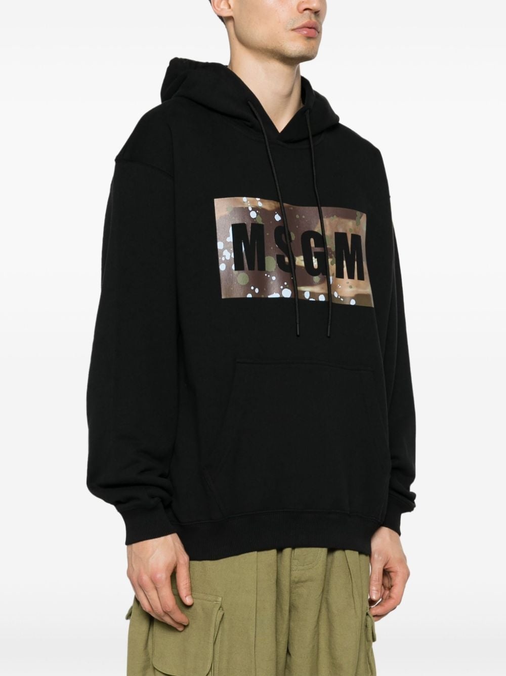 logo-print cotton hoodie - 3