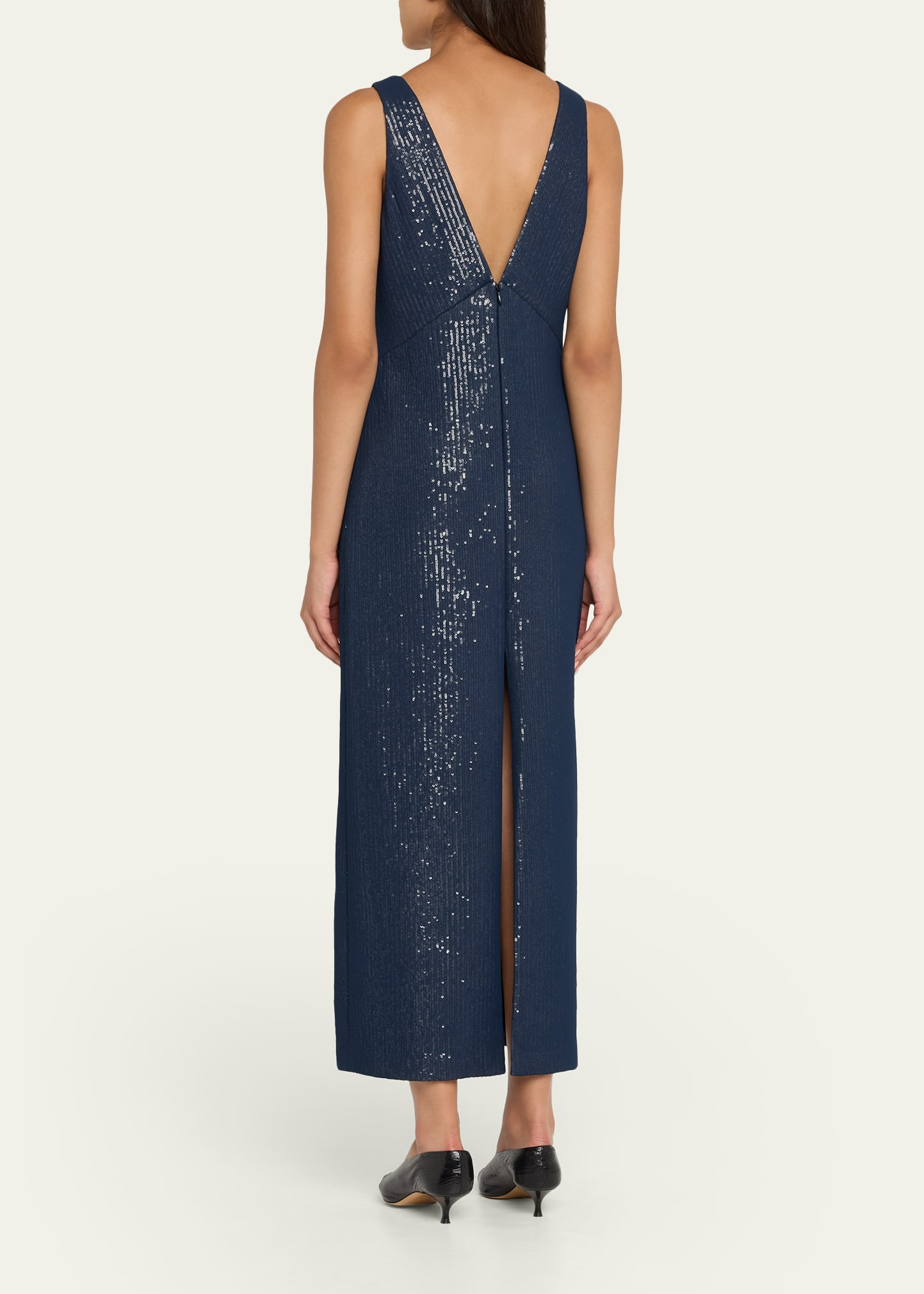Sequined Deep V Dress - 3