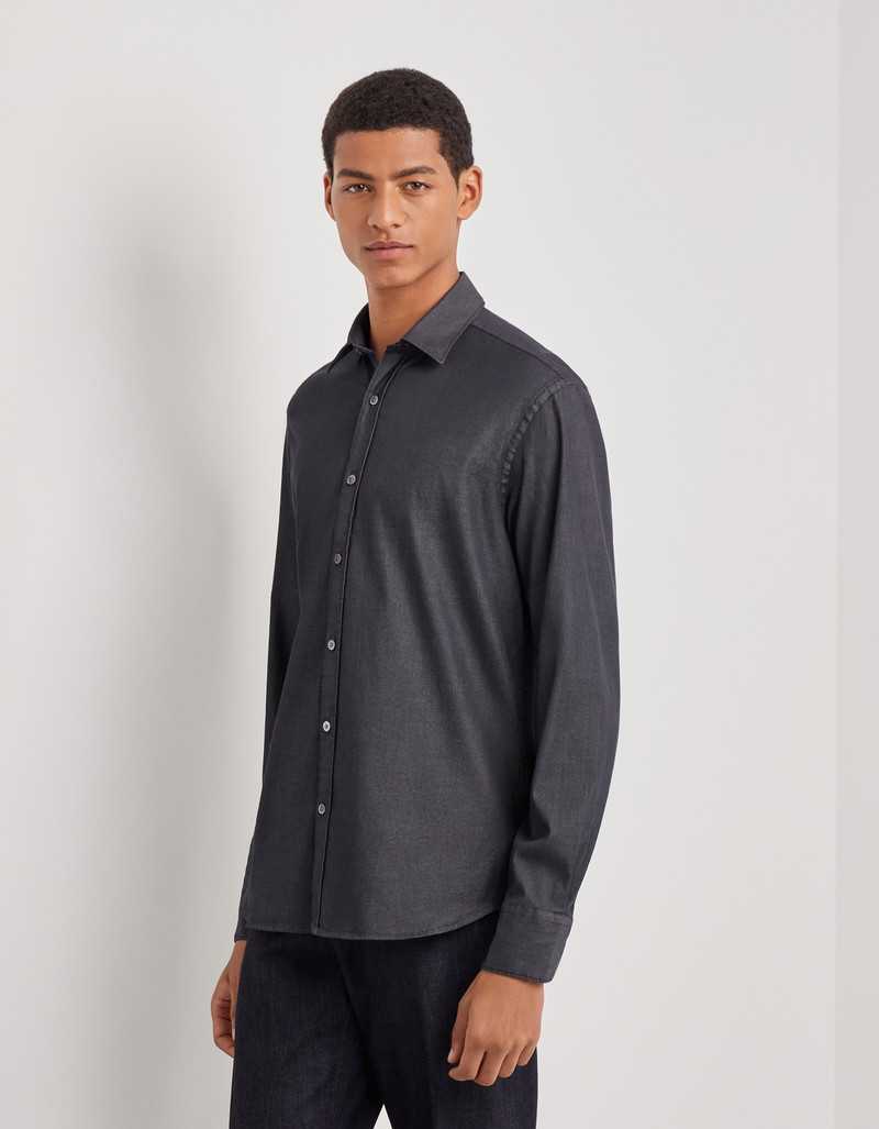 Canali BLACK CASUAL DENIM SHIRT WITH NARROW POINTED COLLAR outlook