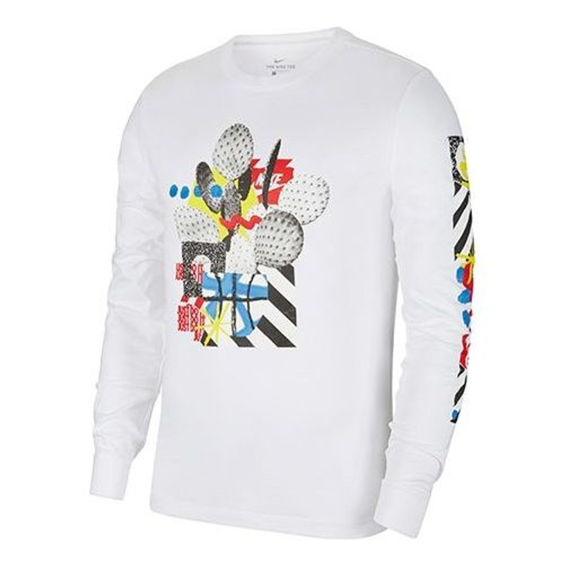 Nike Sportswear Printing Casual Round Neck Long Sleeves White CV5043-100 1
