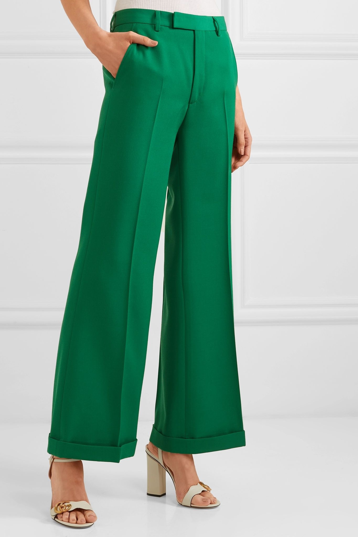 Wool-gabardine wide-leg pants - 3