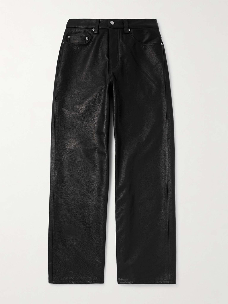 Straight-Leg Full-Grain Leather Trousers 1