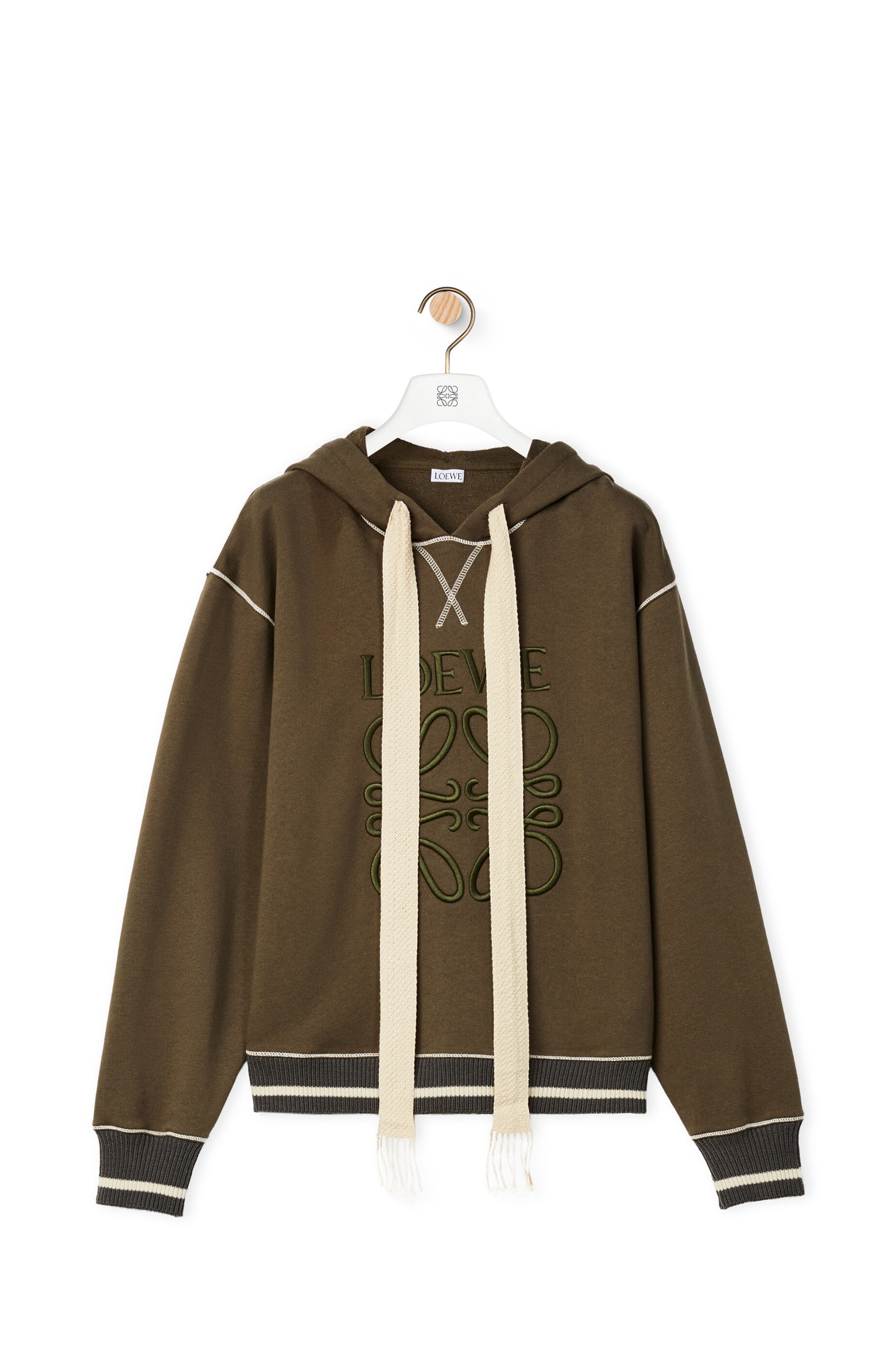 LOEWE anagram embroidered hoodie in cotton - 1