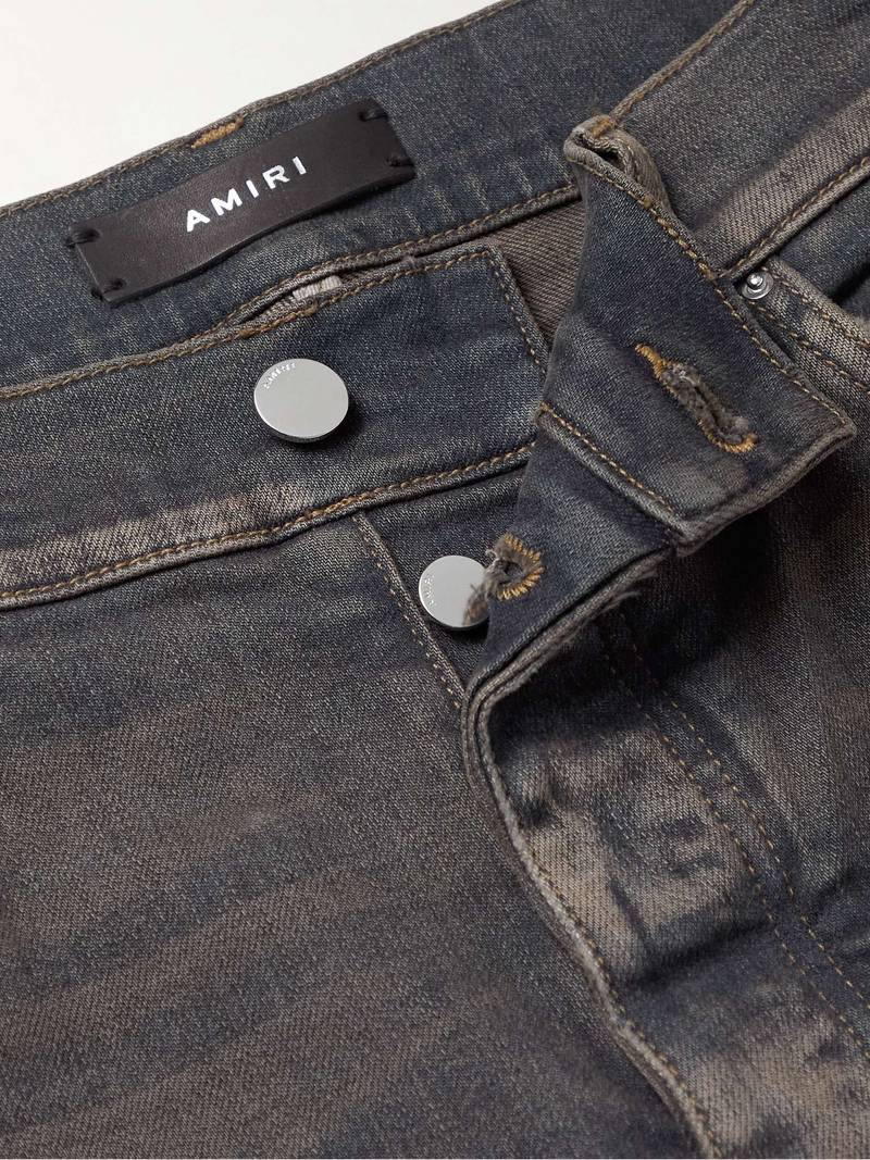 MX1 Skinny-Fit Checked Flannel-Panelled Distressed Jeans 3