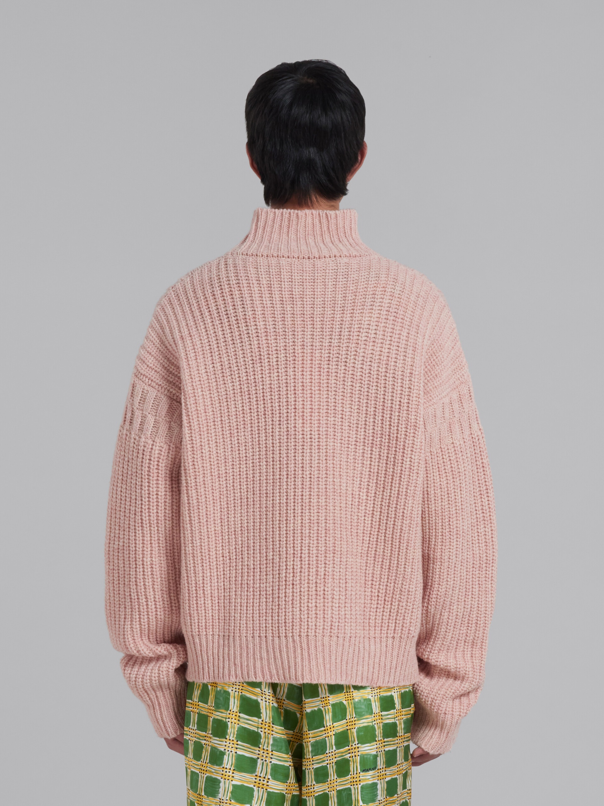 PINK VIRGIN WOOL JUMPER WITH NIBBLED HEM - 3