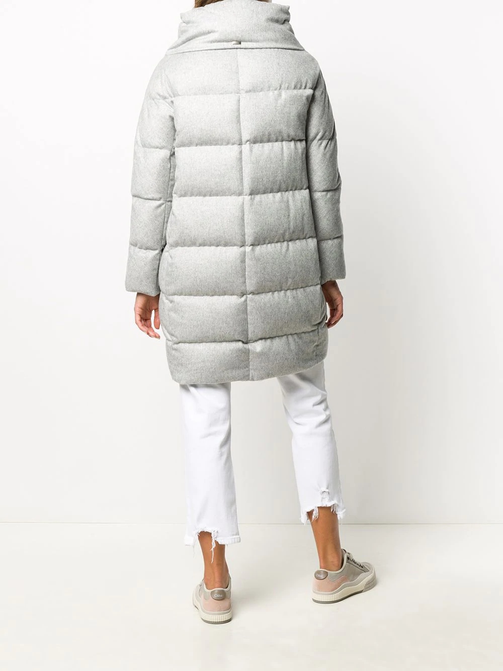 drawstring neck padded coat - 4