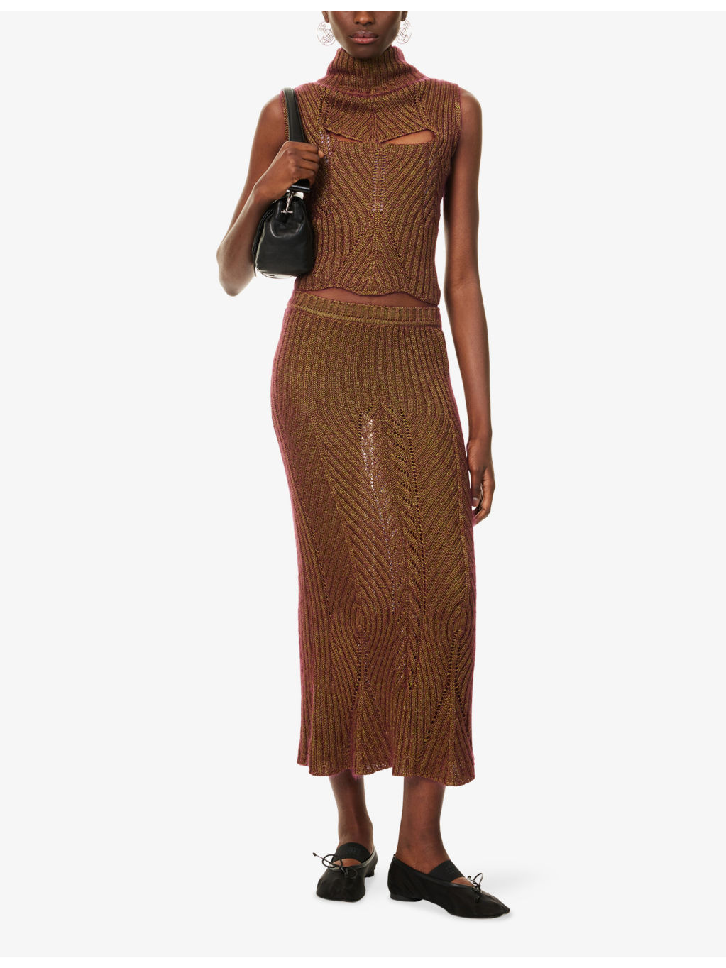 Mary Ribbed Stretch-Silk Blend Midi Skirt - 2